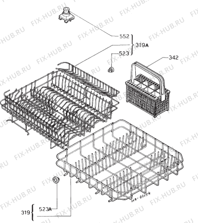 Взрыв-схема посудомоечной машины Zanussi ZP3626 - Схема узла Basket 160